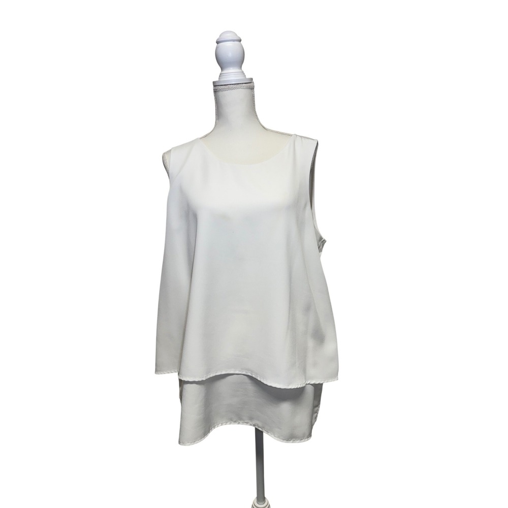 Diane Gilman DG2 White Sleeveless Blouse Women's Size Extra Large‎